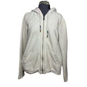 Fat Face Women’s Knit Zip Hoodie Sweater Cream Blue Fleck Size US 10 UK 14